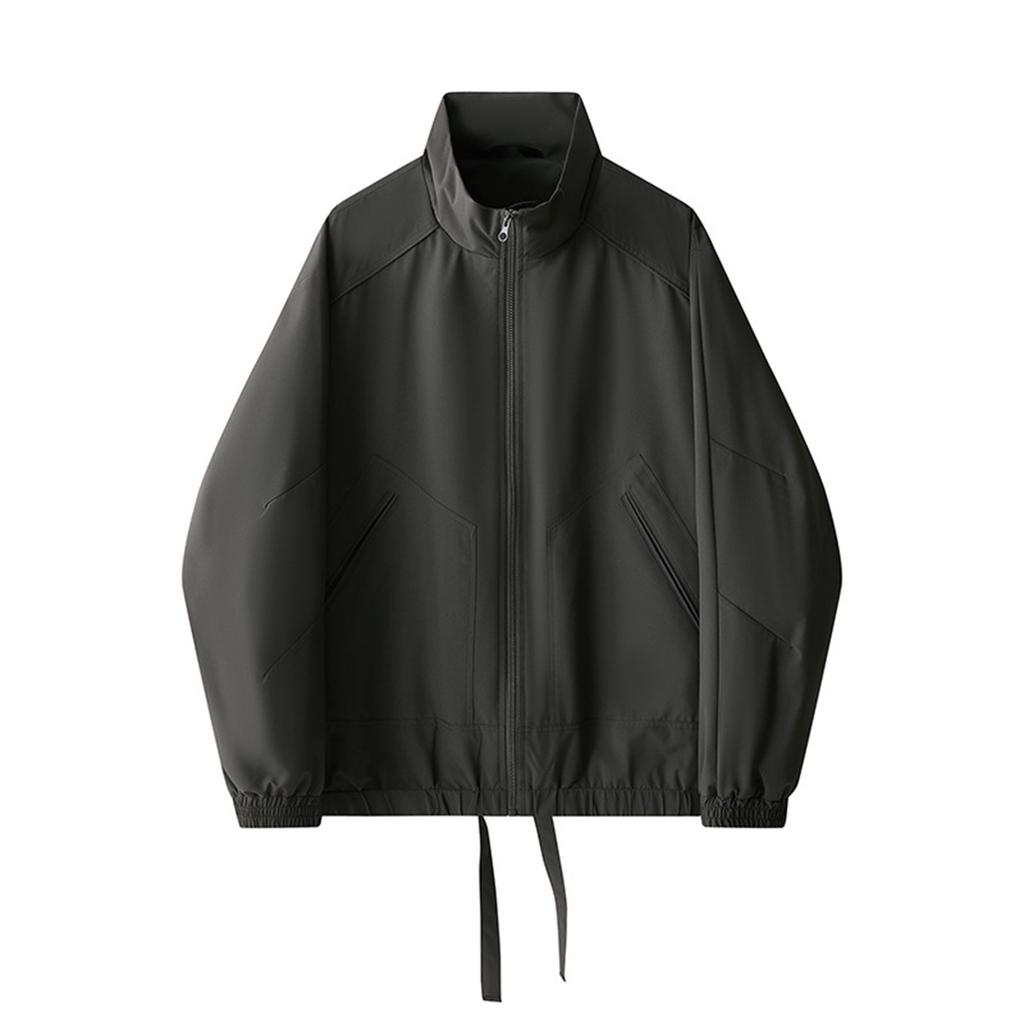 Men's Solid Color Stand Collar Work Jacket Casual Sports Outdoor Mountaineering Camping Jacket