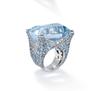 Blue Square Exaggerated Atmospheric Ring for Women - European & American Style