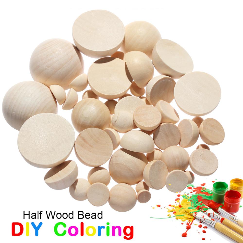 Accessories Unfinished Split Round Balls Jewelry Making Half-faced Wood Half Wooden Beads