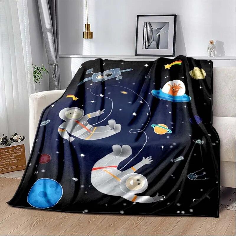 Фланелевое одеяло с 3D принтом космических животных, универсальное праздничное подарочное одеяло, теплые и мягкие одеяла на все сезоны