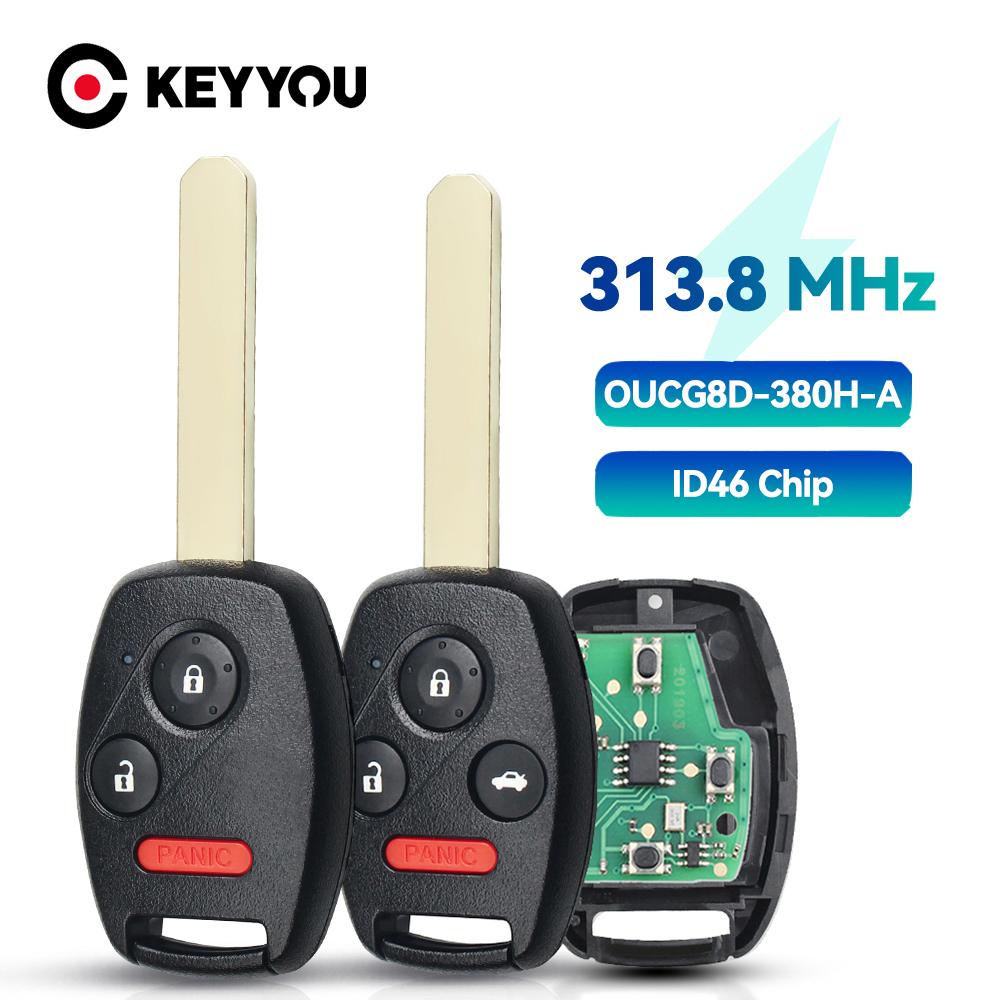 KEYYOU 313.8Mhz Car Remote Key For Honda Odyssey Ridgeline Fit 2006-2014 OUCG8D-380H-A 2+1/3+1 Buttons Control ID46 Chip