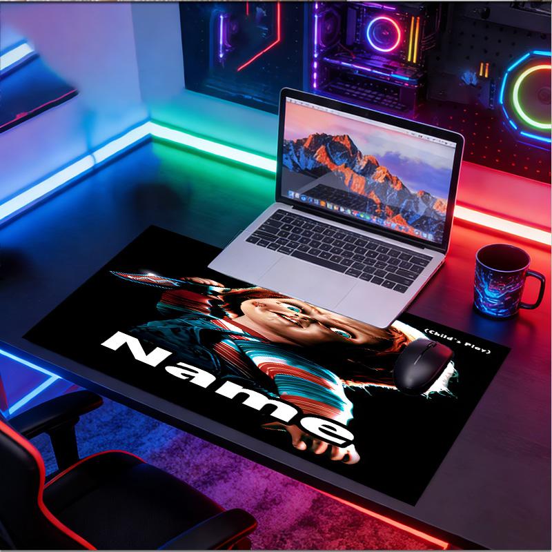Custom Name Personalized Bride of Chucky Pattern Mousepad, Laptop PC Desk Mat, Decorative Desk Mat for Home Keyboard Pad Gift