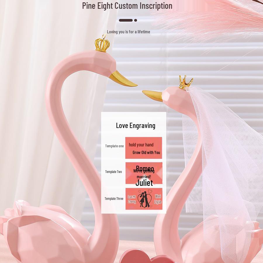 Swan Figurine Pair Wedding Favors, Room Decor & Gifts for Newlyweds or Best Friend Bride