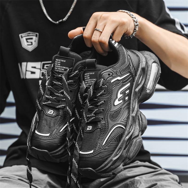 Летняя мужская обувь, новые дышащие сетчатые спортивные туфли, мужская трендовая универсальная повседневная обувь для бега на платформе, модная обувь для пап