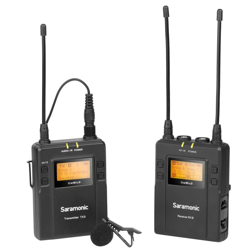 Salamonic UwMIC9 96-channel digital UHF wireless lavalier microphone system with RX9 portable receiver and TX9 bodypack transmitter