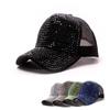 Adjustable Rhinestones Baseball Caps Cotton Baseball Hats Shiny Mesh Cap For Women Girls
