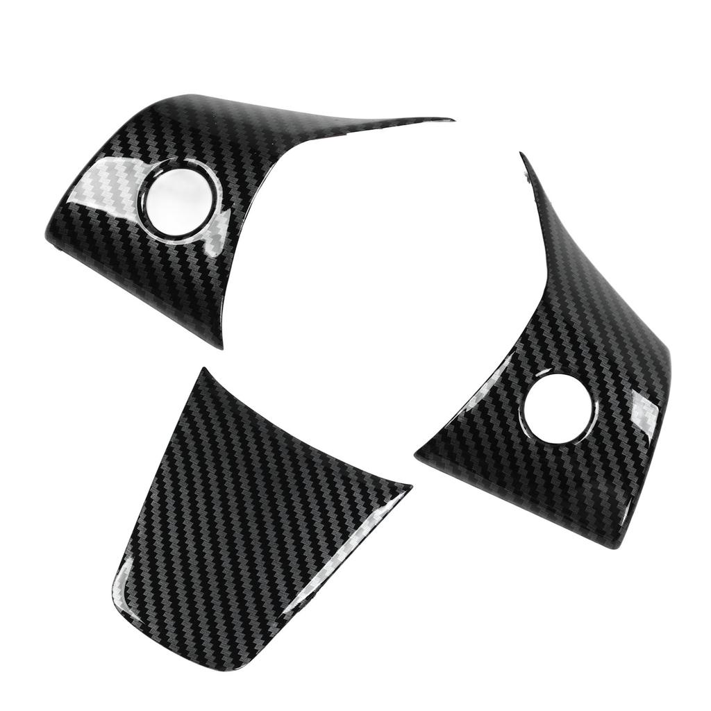 3Pcs Steering Wheel Cover Patch Interior Accessories Replacement for Tesla Model 3 Or Y 2021 To 2023 Carbon Fiber Look