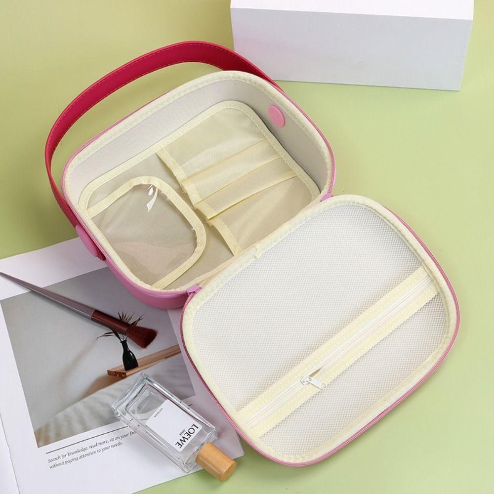 Makeup Case Waterproof PU Cosmetic Bag Candy Color Square Portable Tote Bag Space Saving Zipper Make Up Pouch Bag Women