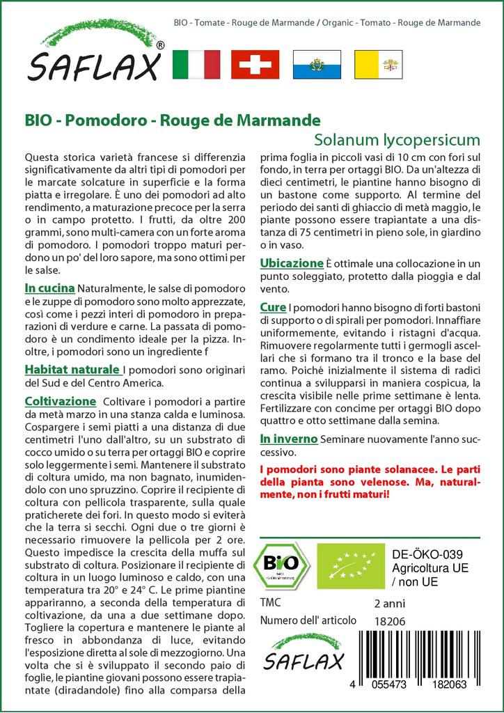 SAFLAX Garden in the Bag - Органический - Помидор - Rouge de Marmande - 10 семян - С субстратом в подходящем пакете - Solanum lycopersicum