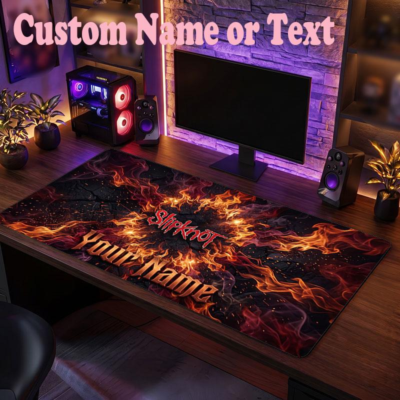 Slipknot Customized Name Text Mouse Pad, Large Desk Mouse Mat Personalized Home Office Present