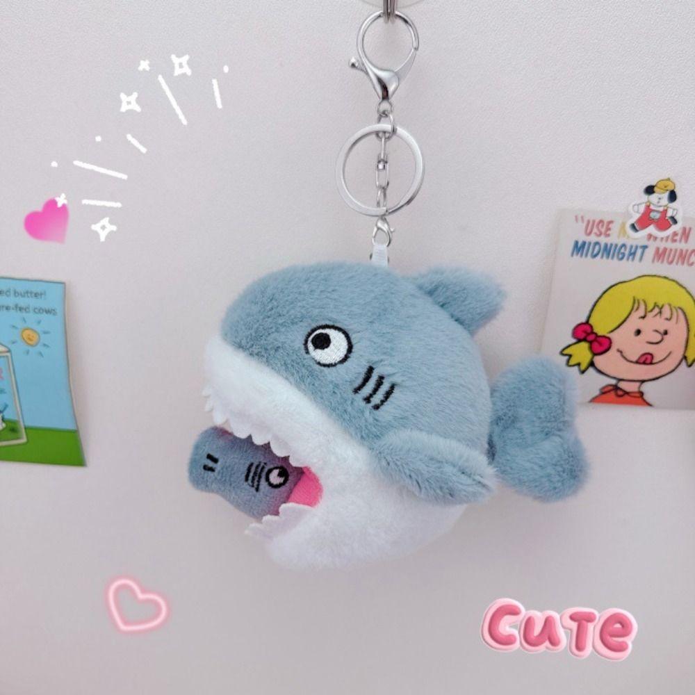 Stuffed Doll Blue Shark Pendant Stuffed Animal Plush Shark Keyring Kids Gifts