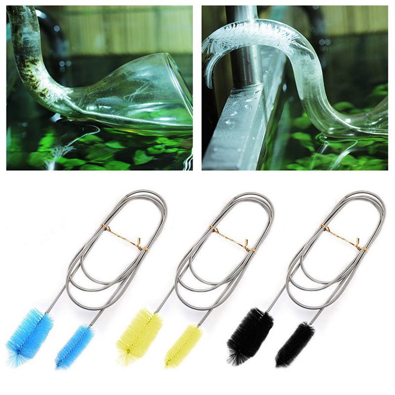 Популярный U-образный нейлоновый шланг для аквариума, пружинная щетка, щетка для воздушной трубки, щетка для чистки из нержавеющей стали, 1 шт., щетка