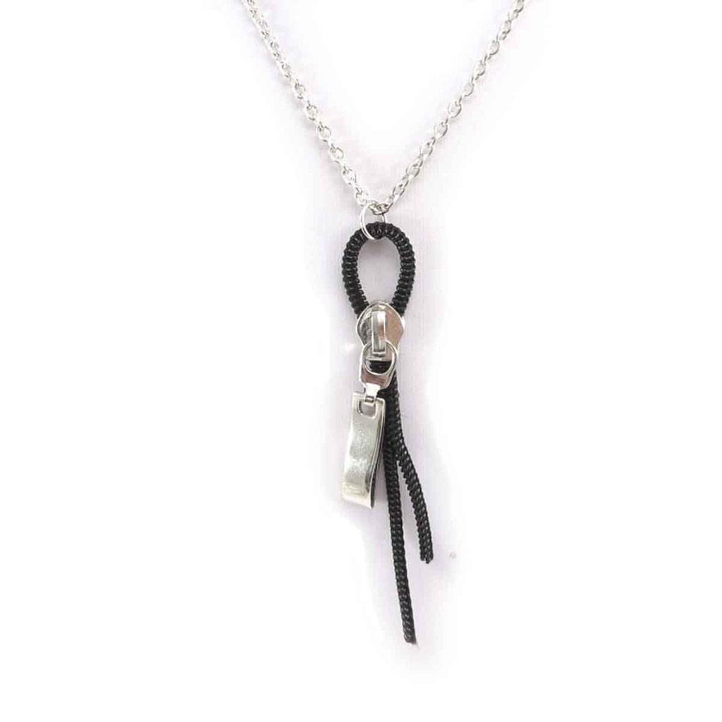 Les Trésors De Lily [J6102] — Черное серебряное колье «Zip Séduction»