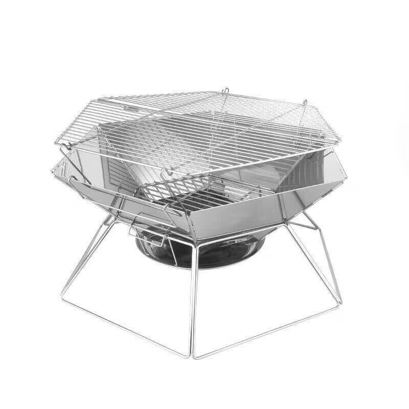 JINGGENG Piaotu Stainless Steel Folding Fire Pit BBQ Grill