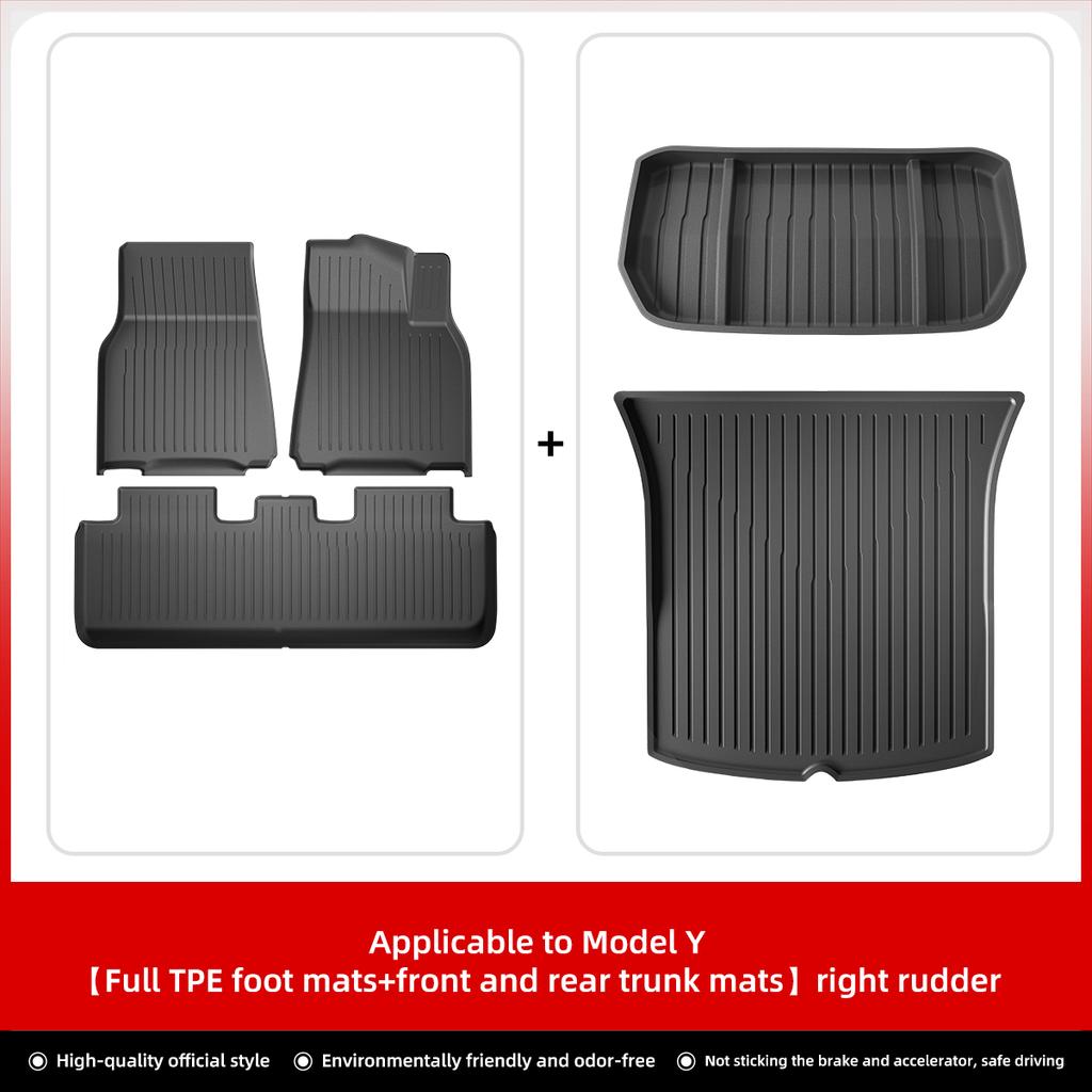 LUCKEASY Right Drive for Tesla Model 3 Model Y 2023 Car All-weather Floor Mat Trunk Pad Protective Interior Accessories