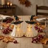 Warm Light Glow Spooky Accents Witch Hat Ghost Tealight Candle Holder, Vintage Resin Halloween Tabletop Decor Decorations with for Farmhouse