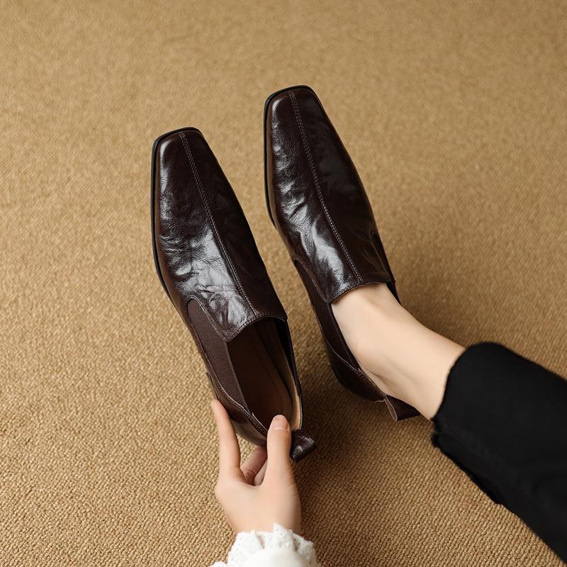 2024 г., женские туфли-лодочки из натуральной кожи, весна-лето, на толстом каблуке, базовые офисные туфли для женщин и мужчин, рабочие туфли для взрослых, женские туфли-лодочки, новое поступление