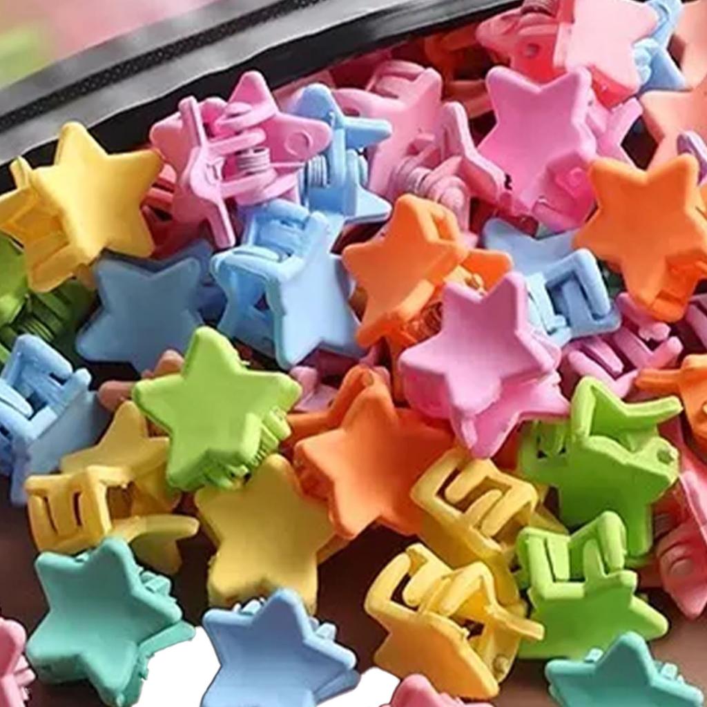 50pcs Mini Hair Claw Clips Colorful Strong Hold Lightweight Cute Small Star Hair Clamps for Girls