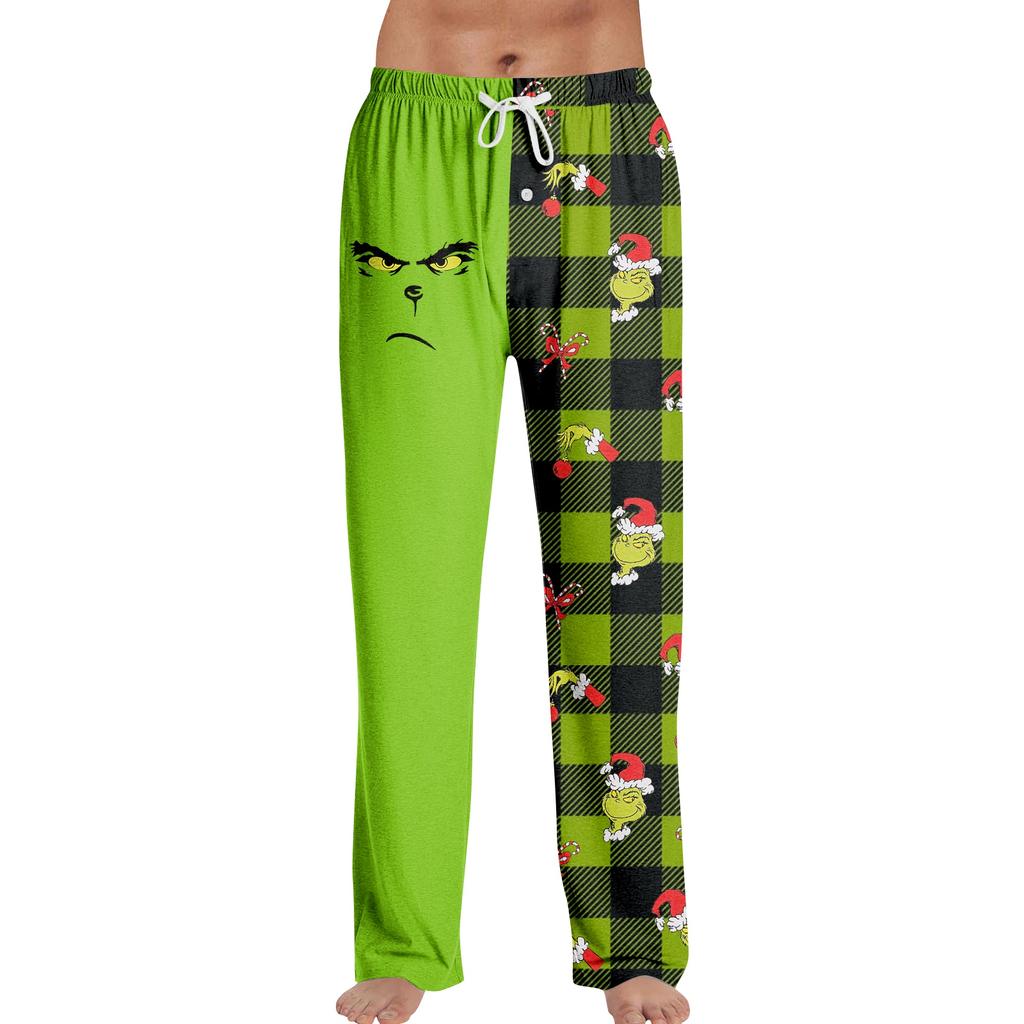 Мужские модные свободные повседневные брюки с принтом для Рождества и фестивалей, домашние пижамные брюки