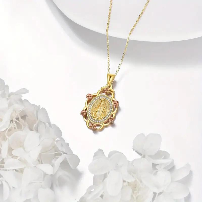 Xiaomi Huitan Women Pendant Necklace God Rose Religious Gold Color Accessories for Anniversary Party Charming Jewelry Inlaid Shiny CZ