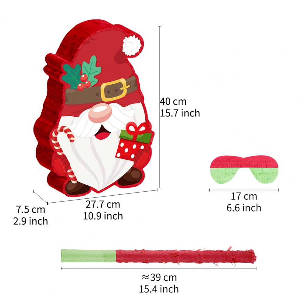 Christmas Party Decorations Winter Theme Gnome Pinata with Stick Confetti for Xmas Birthday Party Decorations Christmas