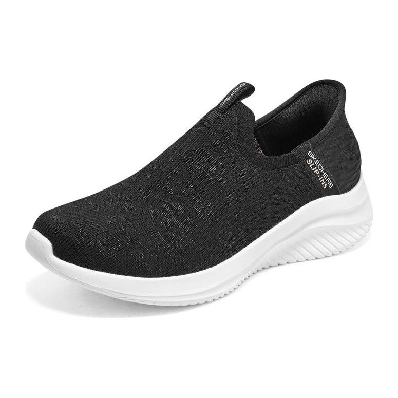 Skechers Ультрагибкие 3.0 Slip-Ins Ткань Flash Technology Спортивные Повседневные Низкие Кроссовки Женские Черный Белый 149590-BLK