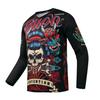 Топ с V-образным вырезом и 3D-принтом черепа, повседневная мужская футболка с длинным рукавом - Мягкая полиэстеровая ткань средней эластичности, одежда для весны и осени, свободного кроя