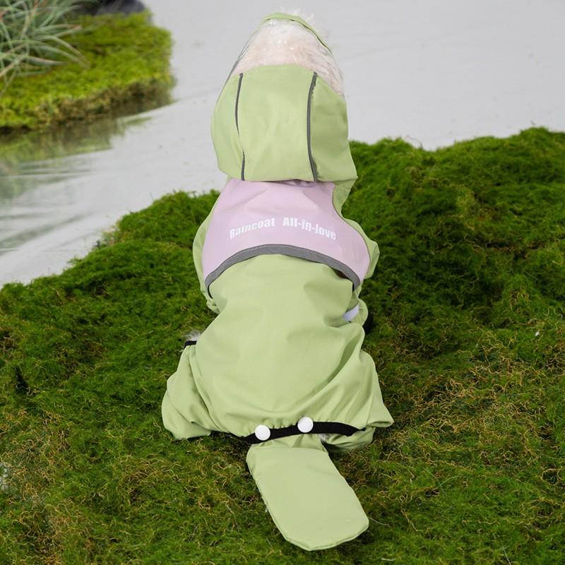 Waterproof Full-Body Raincoat With Leg Coverage Leash Hole Small Dogs Like Bichon Teddy