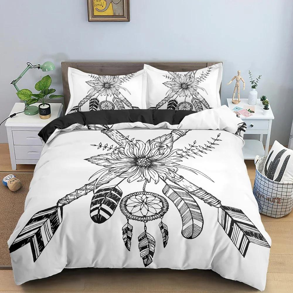 Dreamcatcher Bedding Set Feather Pattern Duvet Cover Comforter Covers Single Twin King Size Quilt Cover With Pillowcase 2/3Pcs