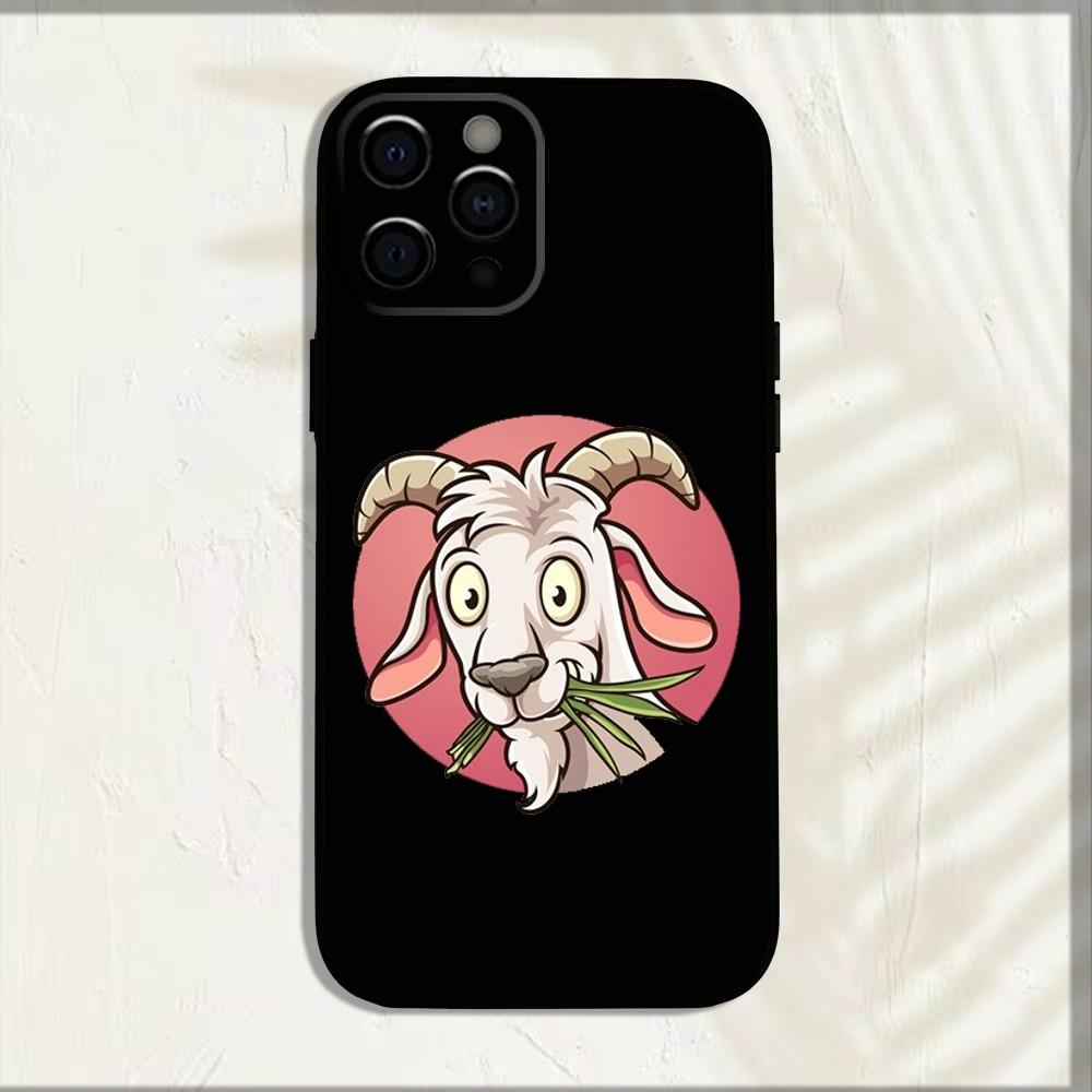 Cartoon Cute Goat Phone Case For iPhone 16,15,14,13,12,11,Pro,X,XS,Max,XR,Plus,Mini Soft Black Cover