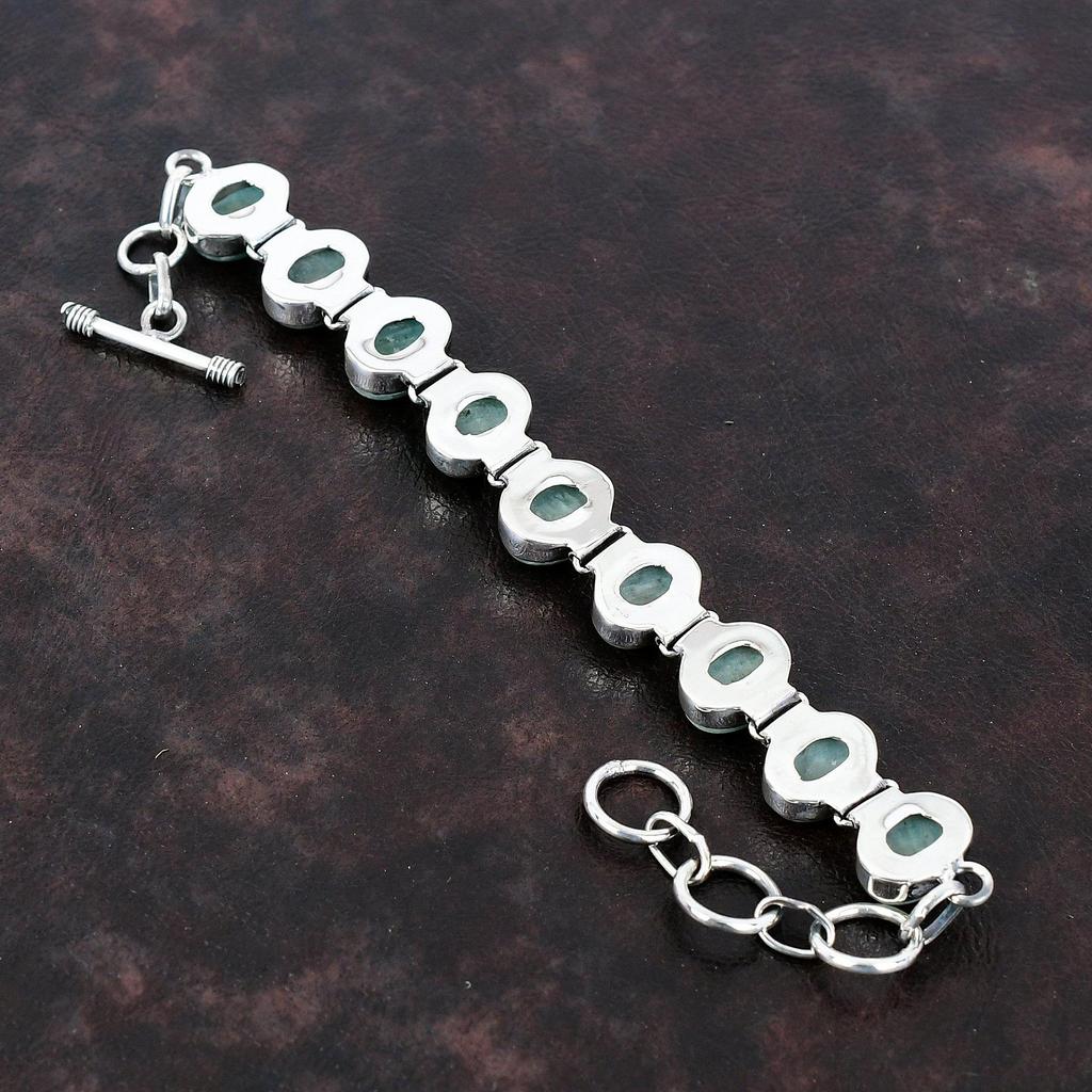 Браслет из амазонита, браслет из стерлингового серебра 925 пробы, ювелирные изделия из драгоценных камней, регулируемый браслет-цепочка, серебряные украшения ручной работы, элегантный браслет для подарка