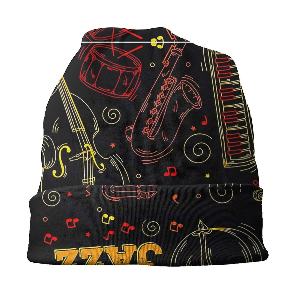 Heavy Metal 1960s Punk Jazz Music Unisex Women Beanies Windproof Ski Cap Double Layer Fabric Bonnet Hat