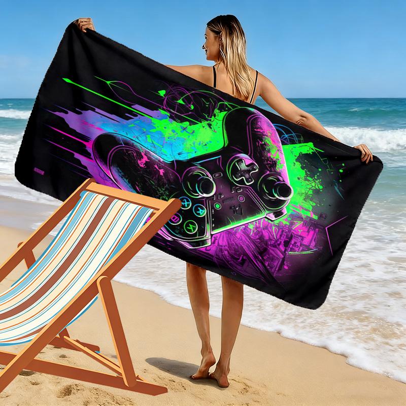 Gamepad Print Beach Towel, Large Soft Quick Dry Towel for Beach Camping Swimming