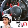 1pair Car Wheels Dashboard Decorations Cute Mini Devil Horns Motorcycle Helmet Decorative Tachometer Stickers Auto Accessories