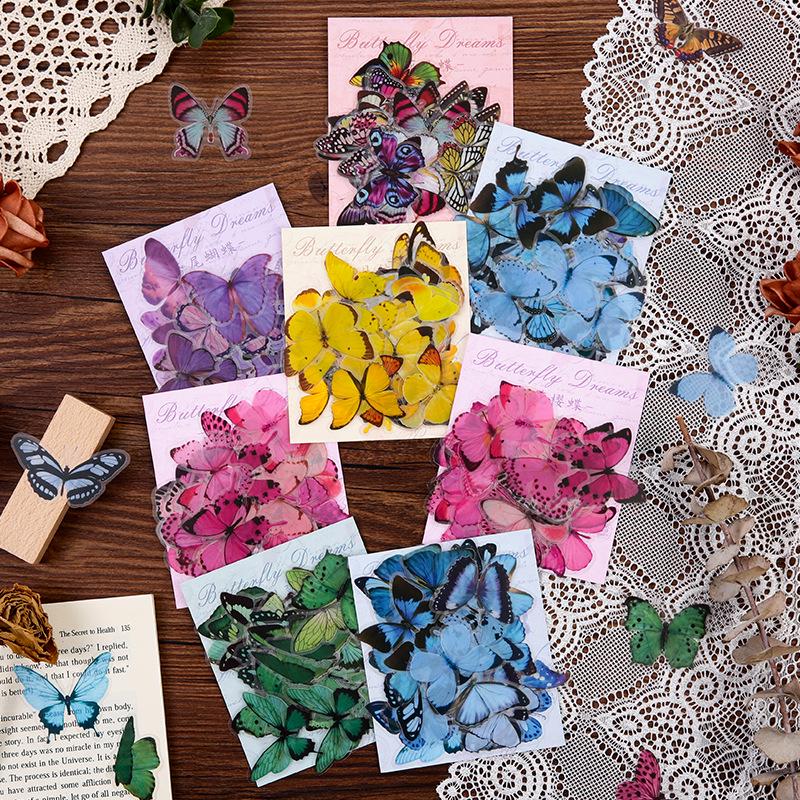 Японские ретро милые мультяшные наклейки с бабочками для украшения дневника своими руками