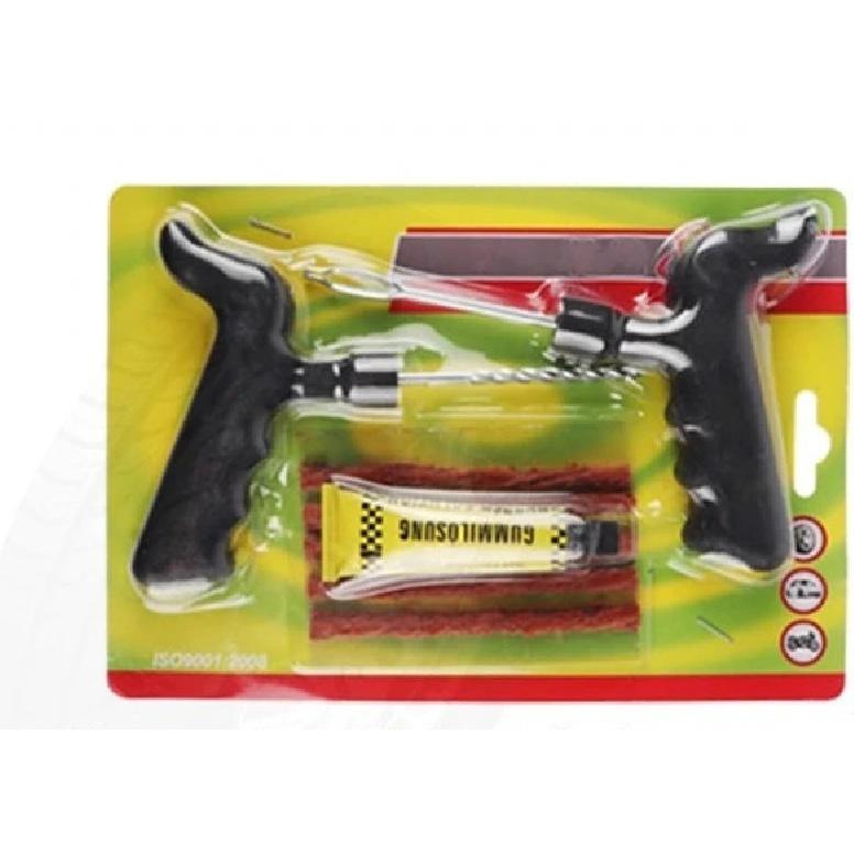 1Set Tire Repair Kit with Plugs Heavy Duty Flat Tire Puncture Repair Tools for Car, T-shape Handle Drill and Tyre Glue Strips