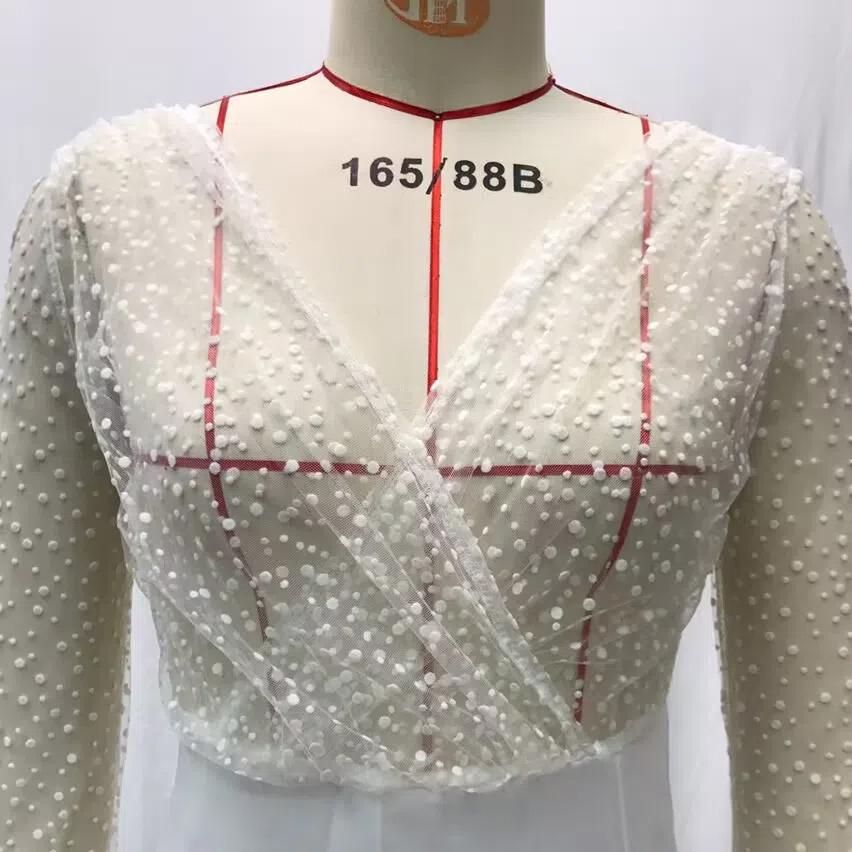 2025 Лето Осень Женское Прозрачное Сетчатое Свадебное Платье, Сексуальное Платье с V-образным вырезом и Длинными Рукавами с Высоким Разрезом, Белое Просвечивающее Свадебное Платье для Торжественных Мероприятий