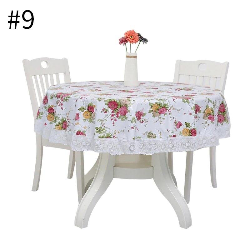 Кружевная круглая скатерть из ПВХ с цветочным принтом, чехол для стола для мероприятий, свадьбы, вечеринки, водонепроницаемая маслостойкая крышка для банкетного стола