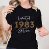 Woman Tshirts Leopard 1982 Limited Edition Graphic Tee Women Birthday Gift Top Crew Neck 1980 To 1989 Leopard Vintage T Shirts