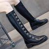 Fashion Elastic Round Toe Ladies Knee High Shaft Shoes Large Size Warm Designer Luxury On Offer Hot Spring Autumn Pu Women's Long Boots