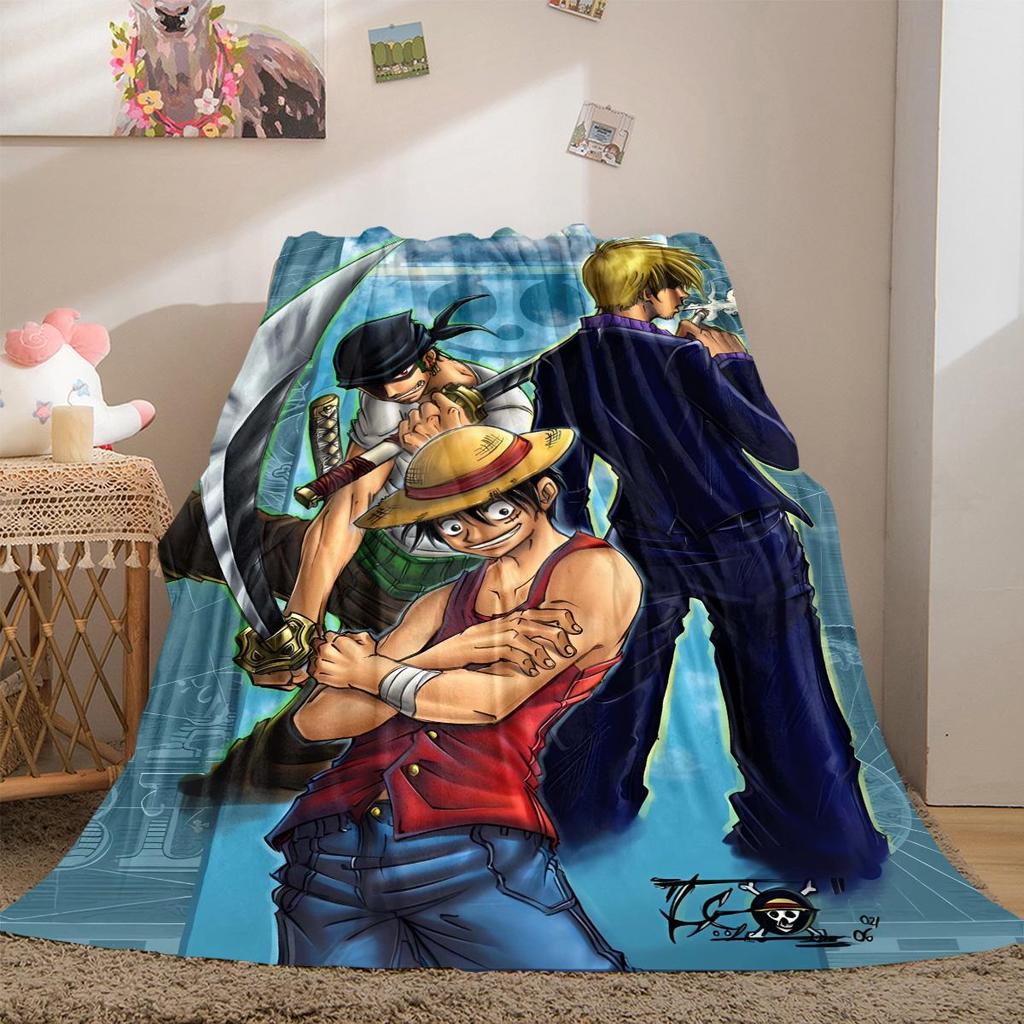 One Piece Anime Luxury Flannel Lightweight Blanket Home Decor Sofa Bed Travel Cover Family Gift LXR169