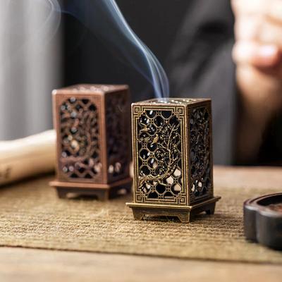 Квадратная вертикальная аромалампа из сплава, домашний декор, маленькая аромалампа «Сянъюнь» с цветком сливы, ароматерапевтическое украшение для дома
