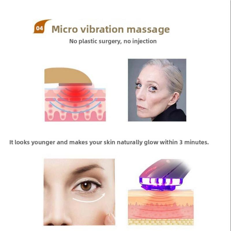 Многофункциональный косметический прибор Светодиодный цветной свет Омолаживающий прибор Массажер для введения в лицо Очищающее средство Ионный прибор для экспорта