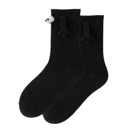1 Pair Linking Couple Socks Magnetic Suction 3D Doll Couple Socks Couple Holding Hands Funny Socks Mid-Tube Cute Socks Funny Gifts for Women Men
