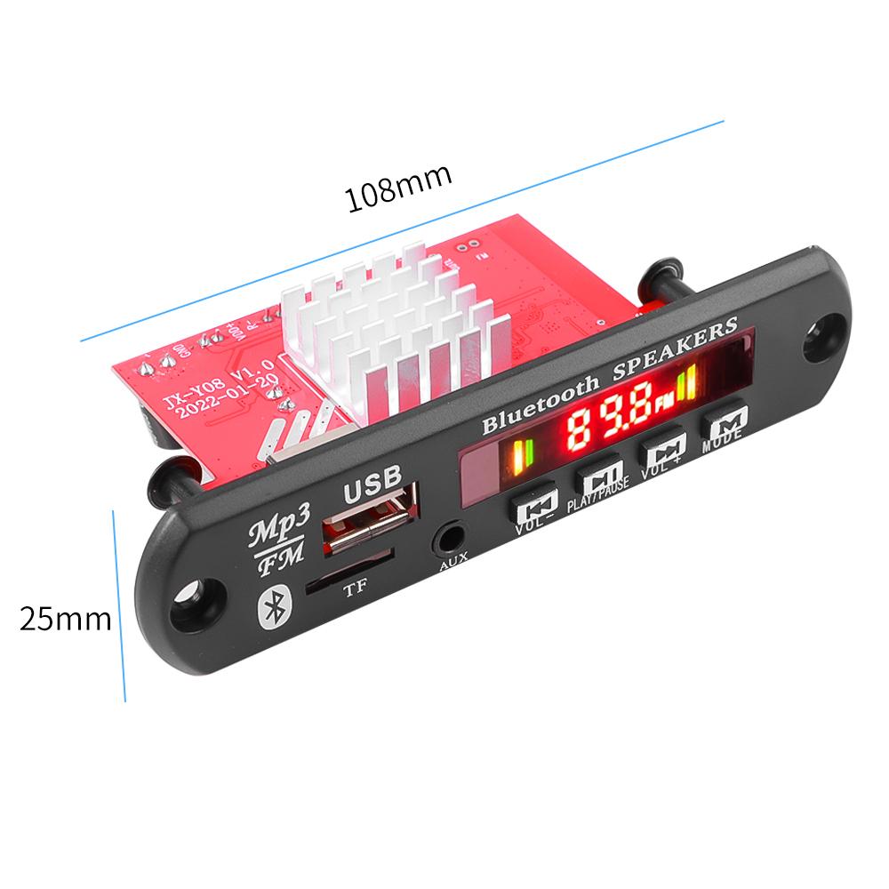 2*60W Stereo Bluetooth 5.0 MP3 Player Decoder Board 12V 120W Amplifier Car FM Radio Module Handsfree Support TF USB AUX Recorder