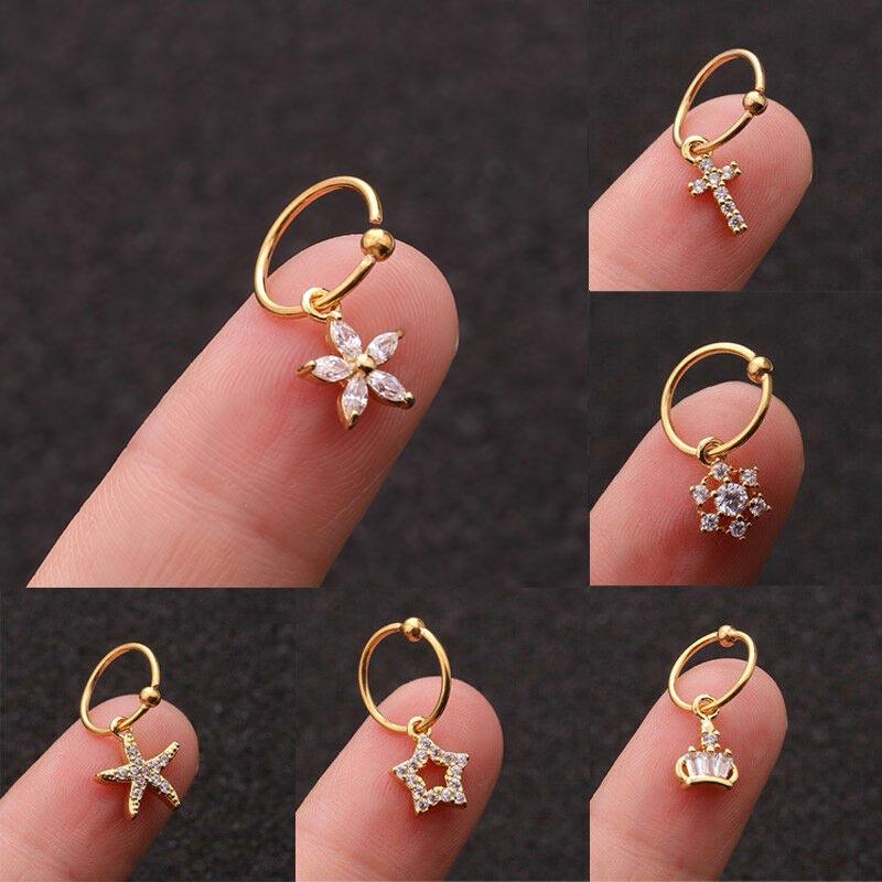 1 шт. серьги с кристаллами для пирсинга ушей висячие серьги-гвоздики для хряща, спирали козелка, модные ювелирные изделия