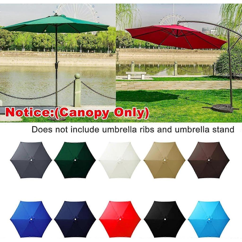 10Ft 6 Ribs Patio Umbrella Replacement Canopy (Canopy only), Canopy Replacement UV Protection Waterproof Outdoor Table Market Yard Umbrella Top