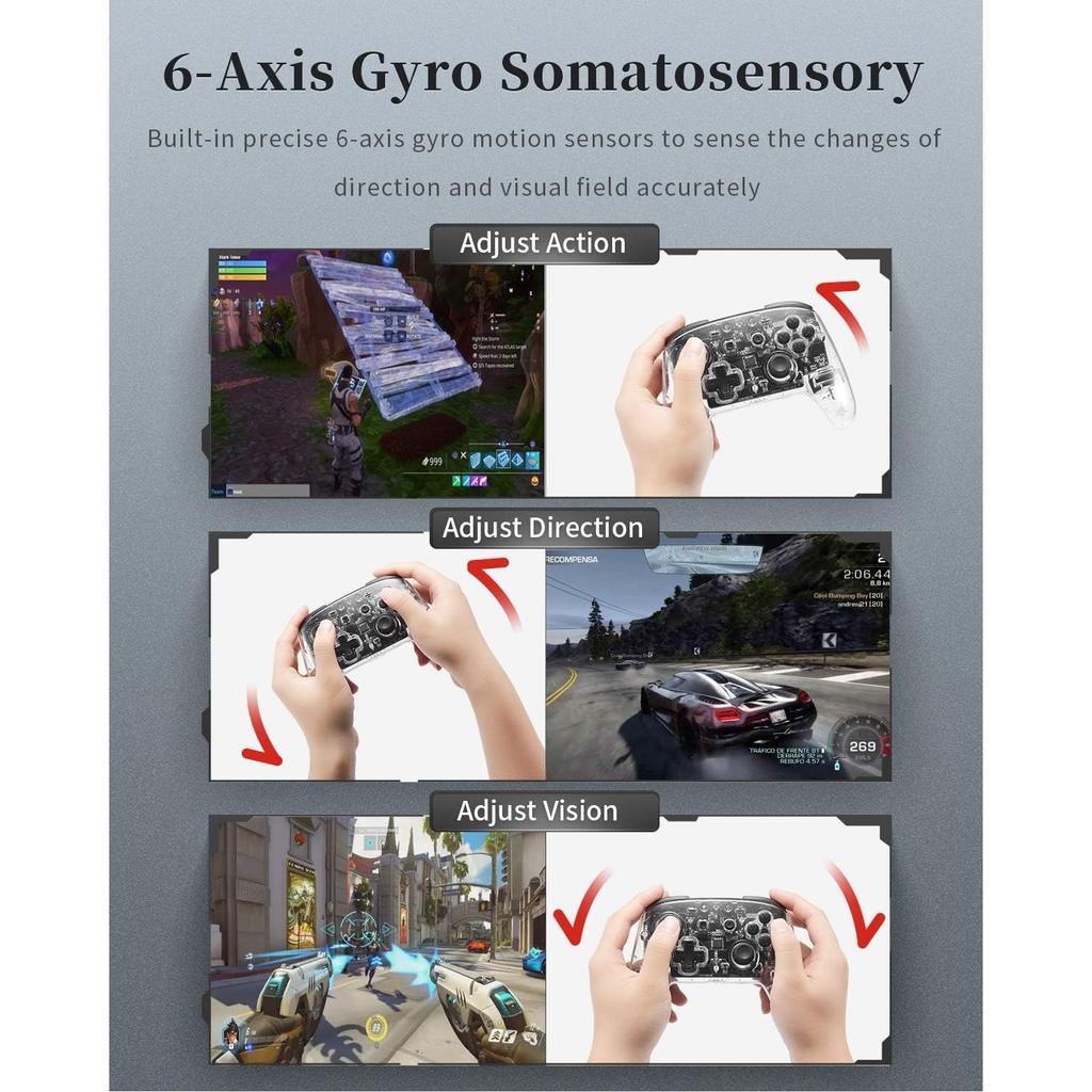 Контроллер переключателя, профессиональный контроллер для переключателя/переключателя Lite/переключателя OLED, регулируемый турборежим, вибрационное движение, гироскоп, прозрачный