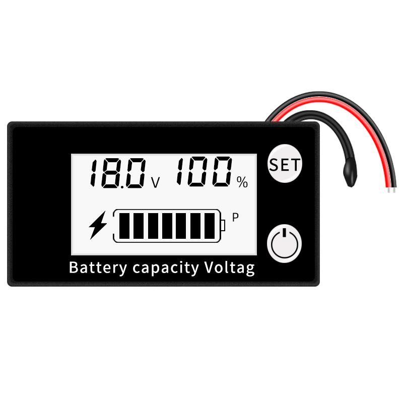 Вольтметр емкости аккумулятора DC 8В-100В Индикатор Измеритель мощности Литиевый LiFePO4 свинцово-кислотный Элемент 12В 24В 48В с температурной сигнализацией