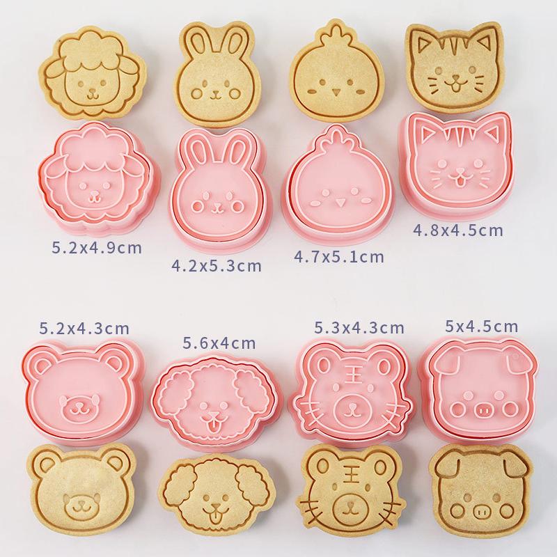 8Pcs/Set Cat Cookie Cutters Plastic 3D Cartoon Pressable Biscuit Mold Cookie Stamp Kitchen Baking Pastry Bakeware Tool